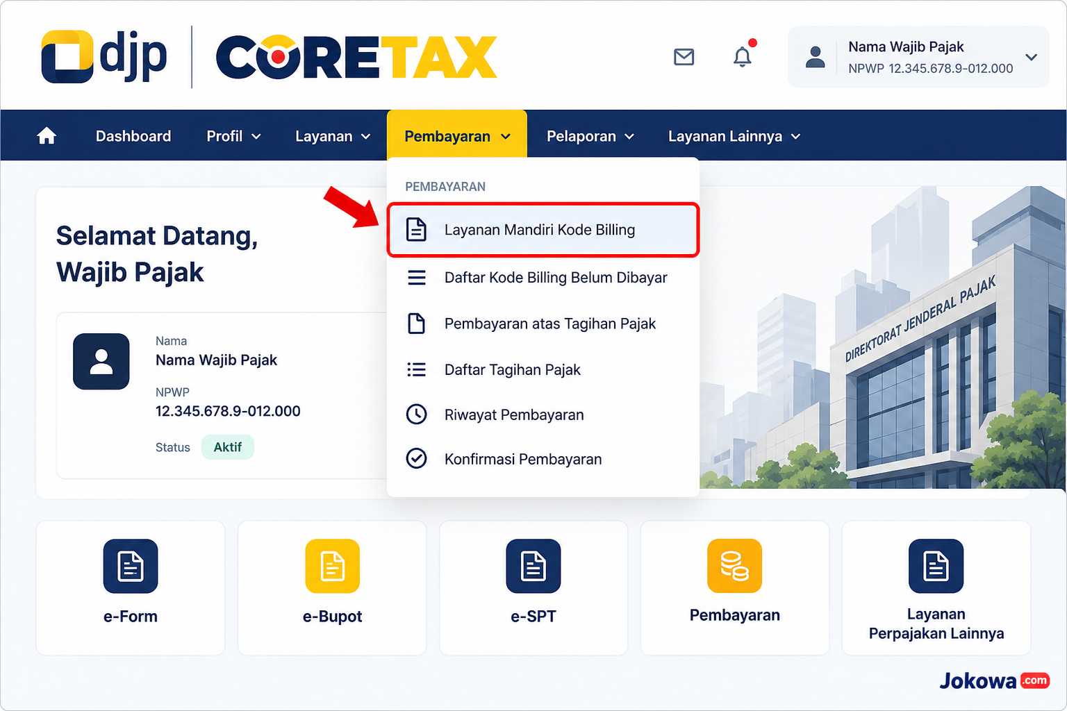 Pilih Menu Pembayaran
